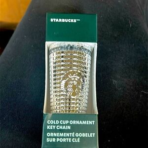 2023 Starbucks Holiday Silver Chrome Cold Cup Keychain/Tree Ornament NIB